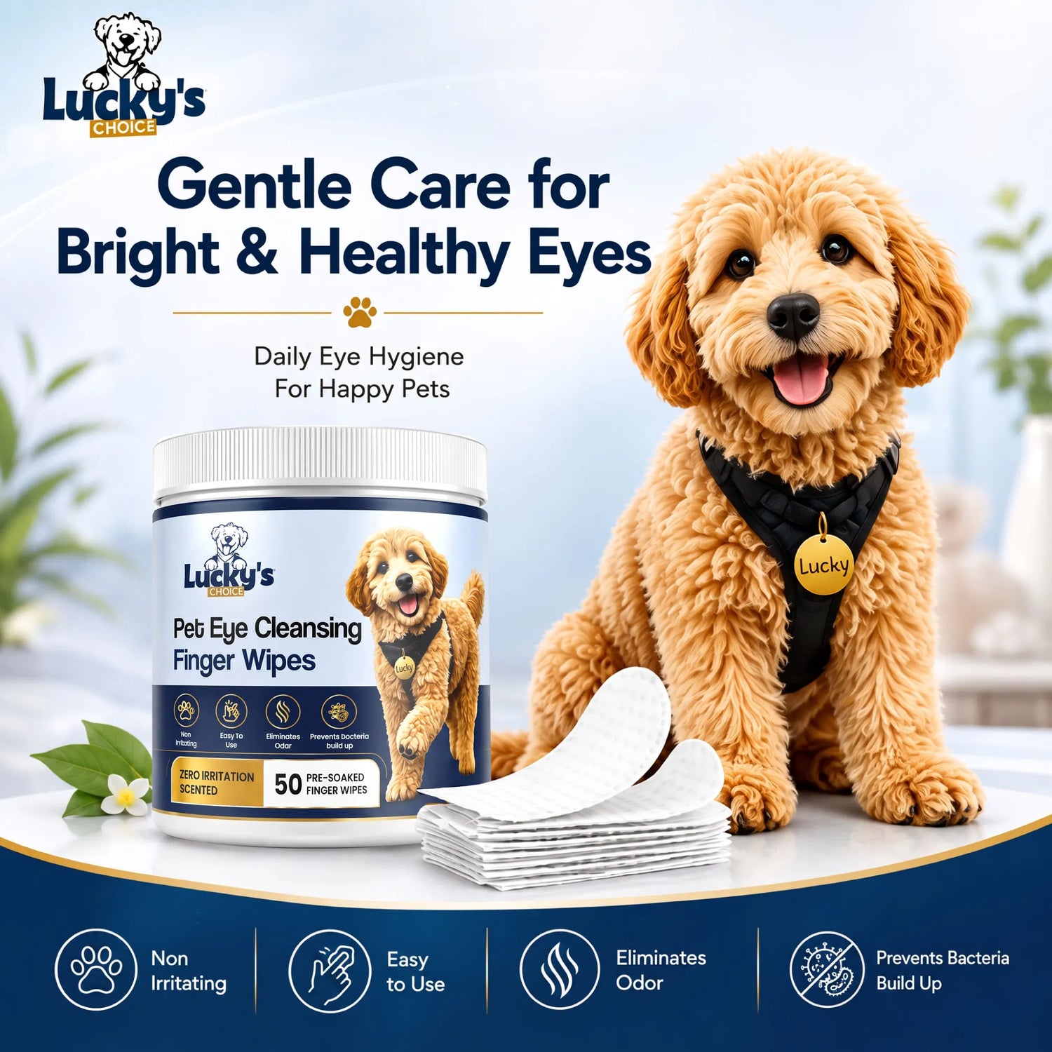 Lucky's Choice Pet Eye Cleansing Finger Wipes